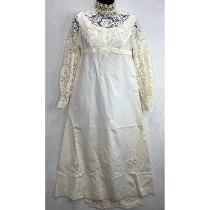 1960's Murray Hamburger and Co. Edwardian Empire Waist Lace Wedding Dress Size 7